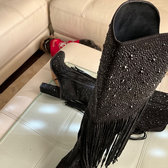 Jessica Simpson Asire Tall Crystal black fringe boot size 8 😍😍😍 current style - Picture 6 of 11